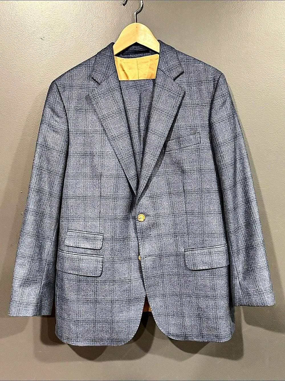 Oliver Wicks E Thomas Blue Plaid Wool Suit